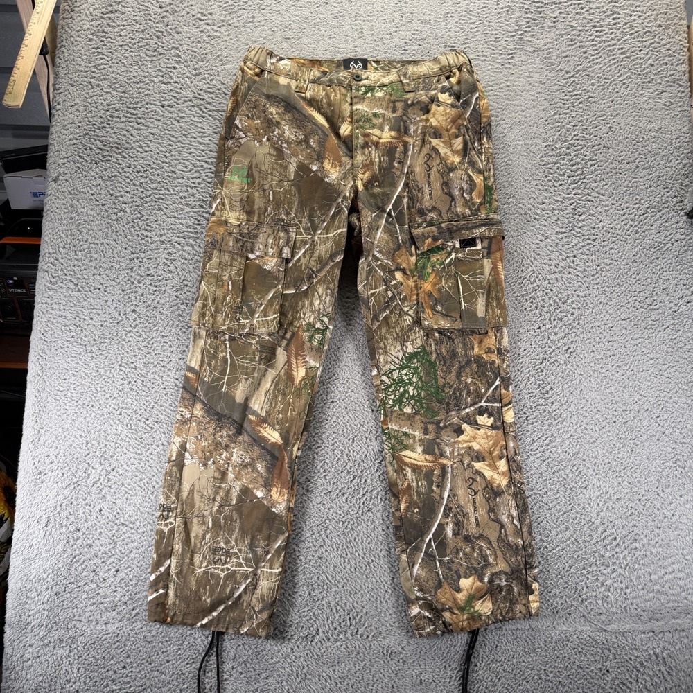 Realtree Edge Pant Mens M Green Camouflage Cotton Cargo Straight Hunting Camping